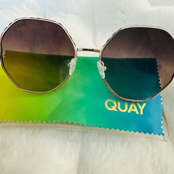 NWT Quay “BREEZE IN” round, gold frame/brown faded lens Sunglasses - Picture 4 of 10
